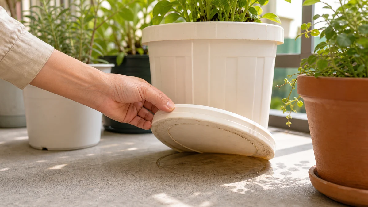 植木鉢の受け皿・水受け容器を確認する